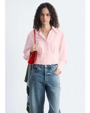 & Other Stories Pure Cotton Shirt With Waist Cinch Detail - Blue
