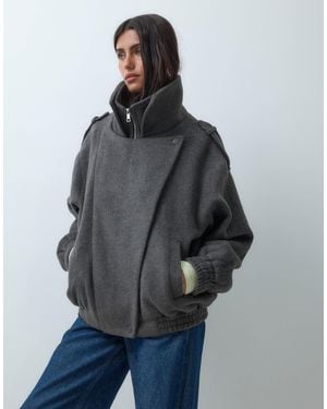 ASOS Formelle oversize-bikerjacke mit wolle - Grau