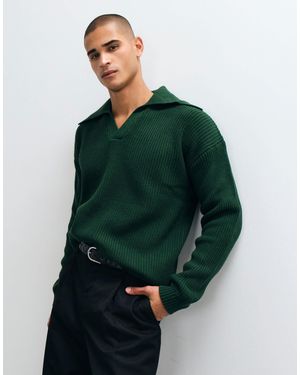 ASOS Pull polo en maille oversize à col ou extrême en - Vert