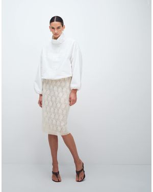 TOPSHOP Embellished Sequin Midi Skirt - White