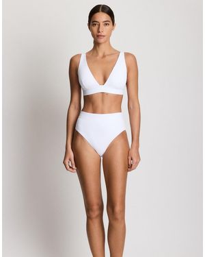 Ralph Lauren Tall Ribbed Banded Tplunge Bikini Top - White