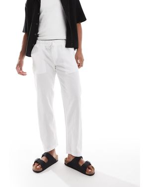 Jack & Jones Drawstring Linen Mix Trouser - White