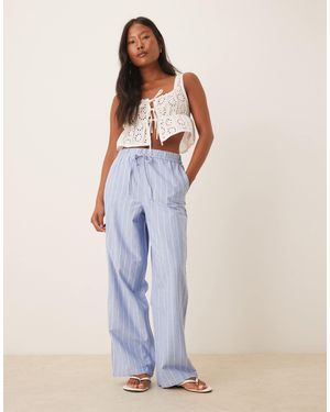 JDY Petite Wide Leg Pull On Pants - Blue