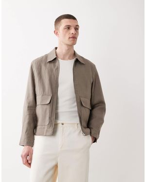 Mango – essentials – jacke aus 100% leinen - Natur