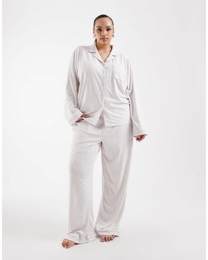 Loungeable Curve – gestreiftes set aus superweichem jersey - Weiß