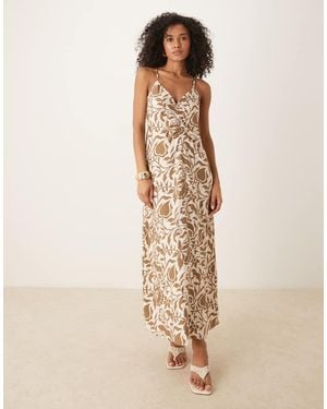 Y.A.S Ruched Detail Midi Dress - Natural