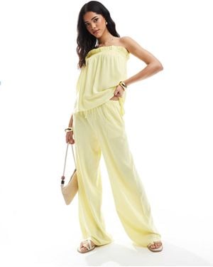 ASOS Linen Look Wide Leg Co-ord Trouser - Metallic