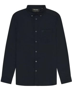 Lyle & Scott Ls Woven Shirts Tonal Eagle Plain Oxford Shirt - Blue