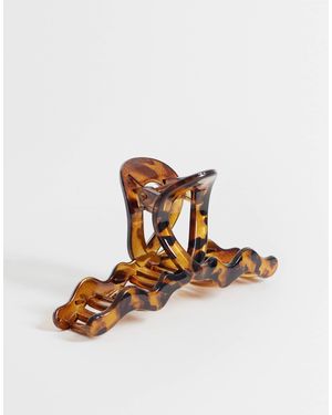 ASOS Grande pince à cheveux ondulée en résine - marron écaille - Multicolore