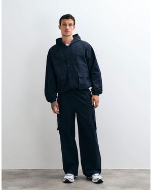 CERNUCCI Textured Nylon Utility Cargo Pants Co-ord - Blue