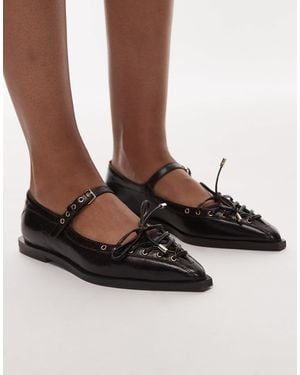 Bronx Laur-ynn Tie Detail Leather Ballet Flat - Multicolour