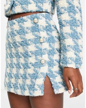 Miss Selfridge Button Through Dogtooth Mini Skirt Co-ord - Blue