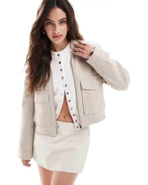 Stradivarius Giacca Trucker Con Colletto - Bianco