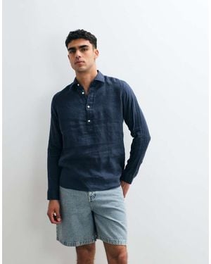 Mango 100% Linen Relaxed Shirt - Blue