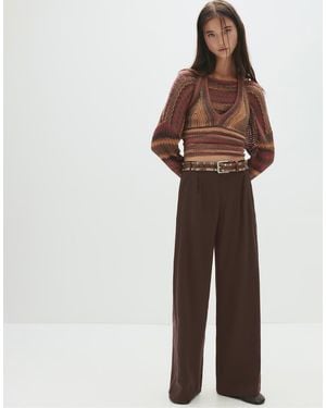 Pull&Bear Wide-leg Darted Trousers - Brown