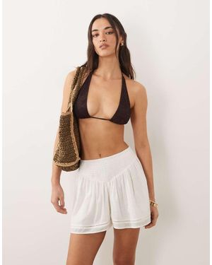 ASOS Calypso Beach Short With Lace Trim - White
