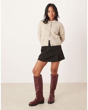 Vila Pleat Front Mini Skort - Natural