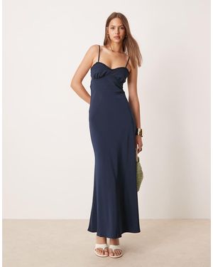 ASOS Satin Slip Cami Open Back Maxi Dress - Blue