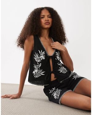 New Look – bestickte strandweste - Schwarz