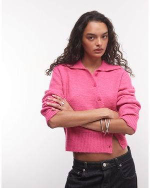 Collusion Strick-cardigan mit kragen - Pink