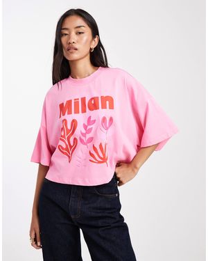 ONLY Milan Graphic Cropped Fit T-shirt - Pink