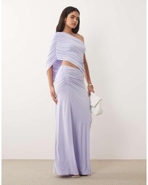 ASOS Maxi Skirt With Ruched Side Detail - Purple