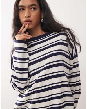 Collusion Stripe Crew Jumper - Blue