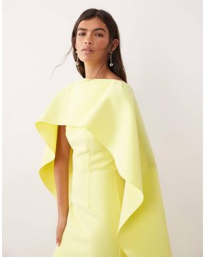 ARRANGE High Neck Ruffle Cape Overlay Maxi Dress - Yellow