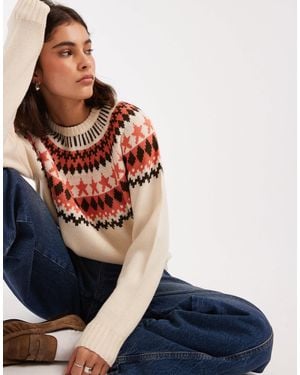 Threadbare High Neck Fairisle Sweater - Blue