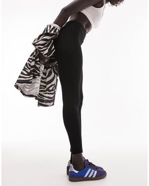 TOPSHOP Petite Full Length Heavyweight leggings With Deep Waistband - Black