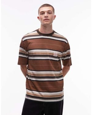 Levi's Workwear Capsule Label Logo Pocket Relaxed Stripe T-Shirt - Brown