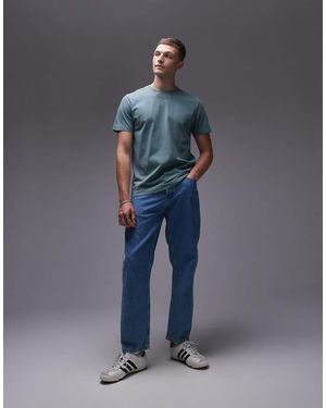 TOPMAN T-Shirt Regular Fit Slavato - Blu