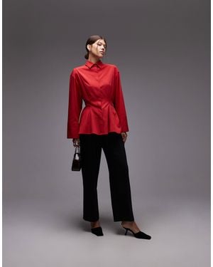 ASOS Cinch Power Shoulder Tailo Shirt - Red