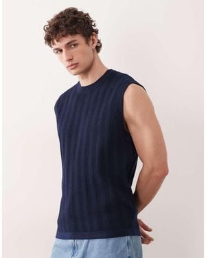 South Beach Knitted Singlet Top - Blue