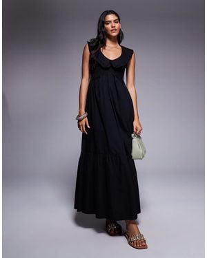 River Island – gesmoktes midikleid - Schwarz