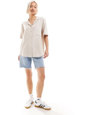 Weekday Mira - blouse à manches courtes en lin mélangé - cassé - Blanc