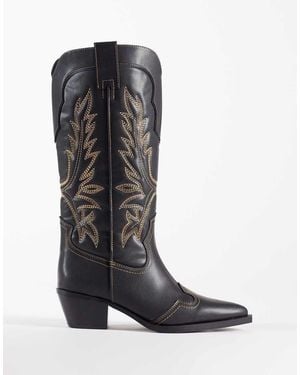 ASOS Celestine Flat Western Knee Boots - Black
