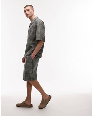 TOPMAN Seersucker Check Short - White