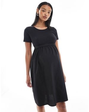 Mama.licious Mamalicious Maternity Cotton Poplin Skirt Mini Dress - Black