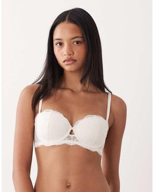 ASOS Bridal Lola Lace Strapless Underwired Bra With Detachable Satin Straps - Grey