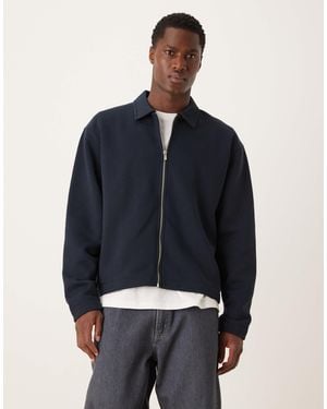 ASOS Relaxed Boxy Zip-up Harrington Jacket - Blue