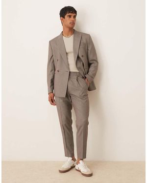 ASOS Chaqueta De Traje De Corte Tapered Con Raya Diplomática De Sarga De - Neutro