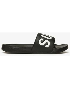 Superdry Core Graphic Pool Sliders - Black