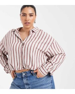 ONLY Linen Blend Cropped Shirt - Pink