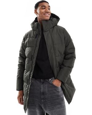 Only & Sons Longline Quilted Coat With Hood - Black