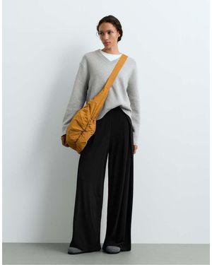 Oysho Modal Blend Straight-Leg Trousers With Side Pleat - White