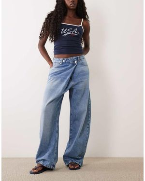 ASOS Jeans Met Wikkelceintuur En Barrel-Pijpen - Blauw