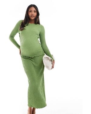 Mama.licious Mamalicious Maternity Textured Jersey Maxi Skirt Co-ord - Green