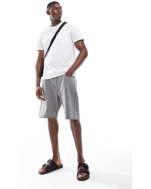 Jack & Jones Pantalones Cortos Vaqueros Grises De Corte Suelto Tony De - Blanco