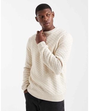 Threadbare Crew Neck Textured Knitted Jumper - Natural